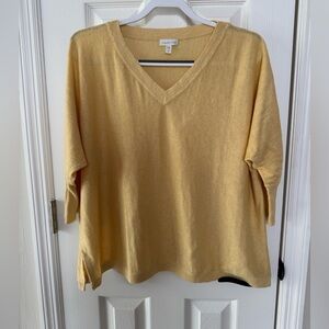 Garnet Hill V-Neck Sweater in Soft Yellow